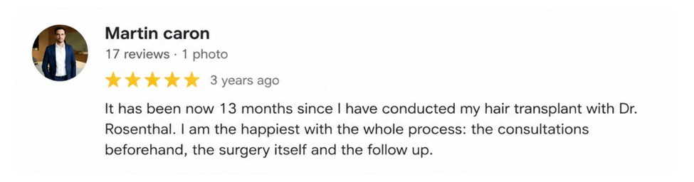 Google patient review 2 for Munich Hair Transplant